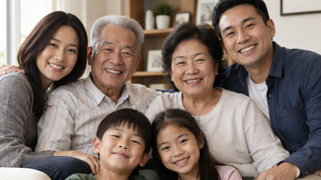 a warm, general family photo — multiple generations together at home
